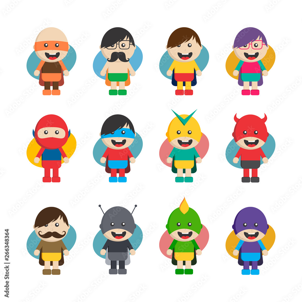 Obraz premium little superhero flat cartoon