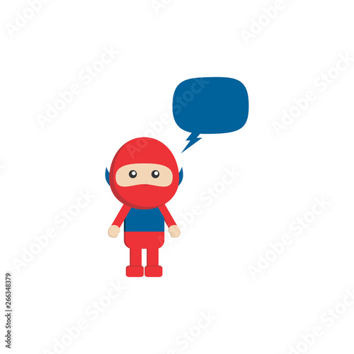 little superhero flat cartoon with chat bubble