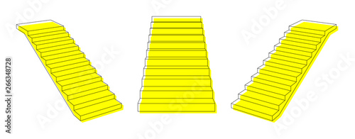 Yellow outline stairs plan. Vector illustration for design.