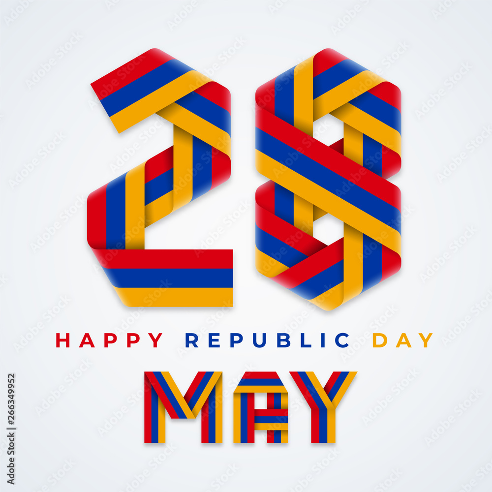 28 May, Armenia Republic Day congratulatory design with Armenian flag
