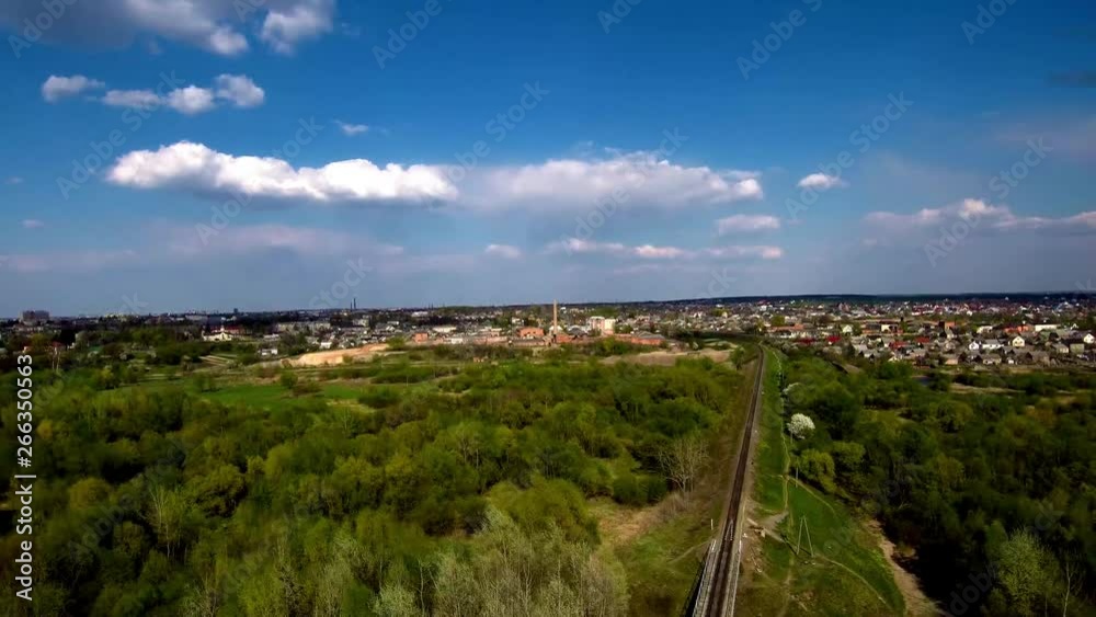 Flight over the destroyed factory. Old industrial building for demolition. Aerial view Flight over the destroyed factory. Old industrial building for demolition. Aerial view