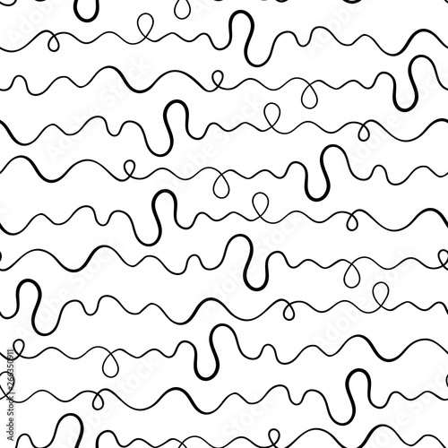 Unreadable handwritten scribble seamless pattern, black and white abstract lettering imitation. Vector illustration. © Elena
