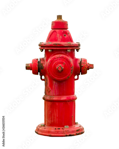 Classic style and weathered  fire hydrant isolated on white photo