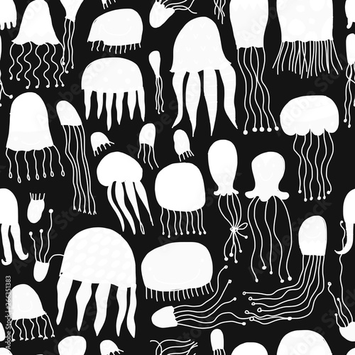 Funny jellyfishes, seamless pattern for your design