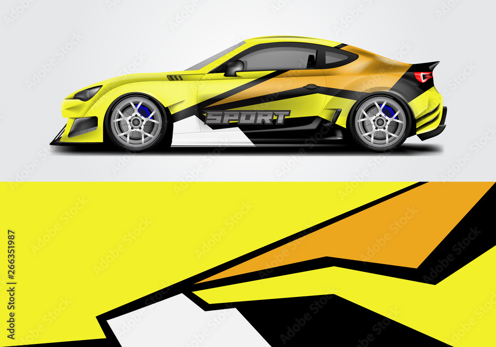 Car wrap livery decal vector , supercar, rally, drift . Graphic abstract stripe racing background . Eps 10