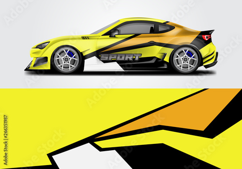 Car wrap livery decal vector , supercar, rally, drift . Graphic abstract stripe racing background . Eps 10 © Alleuy