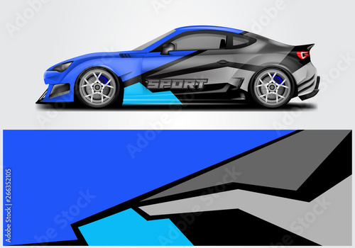 Car wrap livery decal vector , supercar, rally, drift . Graphic abstract stripe racing background . Eps 10