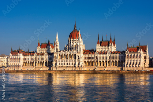 Photography Hungary, Budapest: Famous Hungarian Parliament Building at sunny afternoon in th