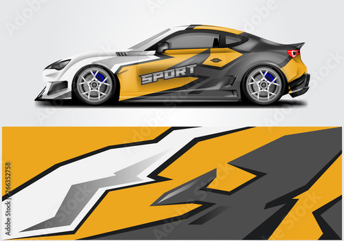 Car wrap livery decal vector , supercar, rally, drift . Graphic abstract stripe racing background . Eps 10 © Alleuy
