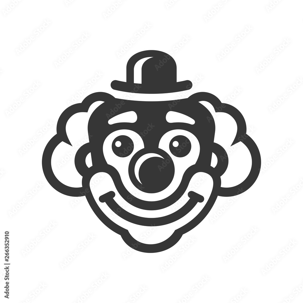 Obraz premium Smiley Clown Face Icon on White Background. Vector