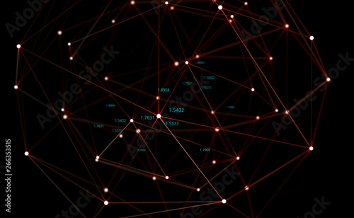 Big data. Associated blocks of information in the global network. 3D illustration of a polygonal mesh in stellar cyberspace