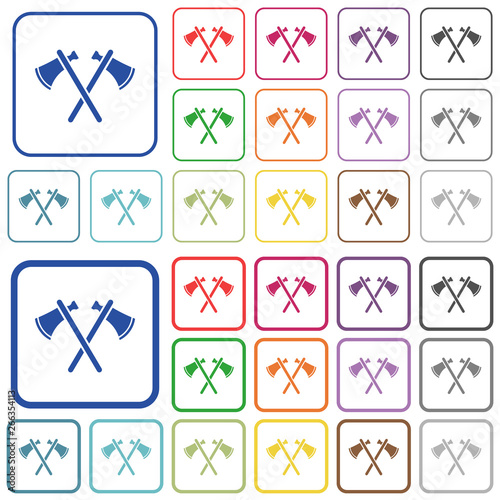 Two tomahawks outlined flat color icons