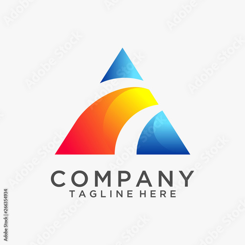 Letter A modern triangle logo design