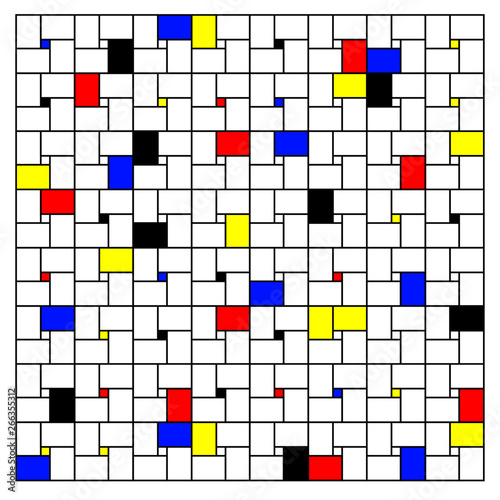 Neoplasticism imitation pattern (Piet Mondrian) vector background