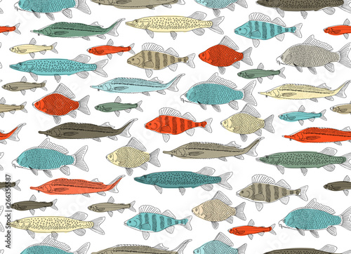Fish collection, seamless pattern for your design