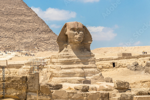 The Sphinx monument with the body of a lion and a pharaoh s head  Egypt