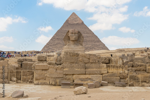 The pharaoh Khafre's necropolis with the Sphinx in Egypt