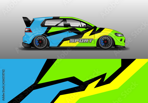 Car wrap graphic vector. Abstract stripe racing background kit designs for wrap vehicle, race car, rally, adventure and livery
