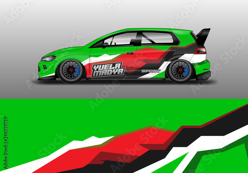 Car wrap graphic vector. Abstract stripe racing background kit designs for wrap vehicle, race car, rally, adventure and livery