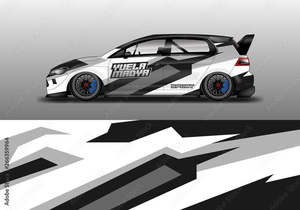 Car wrap graphic vector. Abstract stripe racing background kit designs for wrap vehicle, race car, rally, adventure and livery Car wrap graphic vector. Abstract stripe racing background kit designs for wrap vehicle, race car, rally, adventure and livery