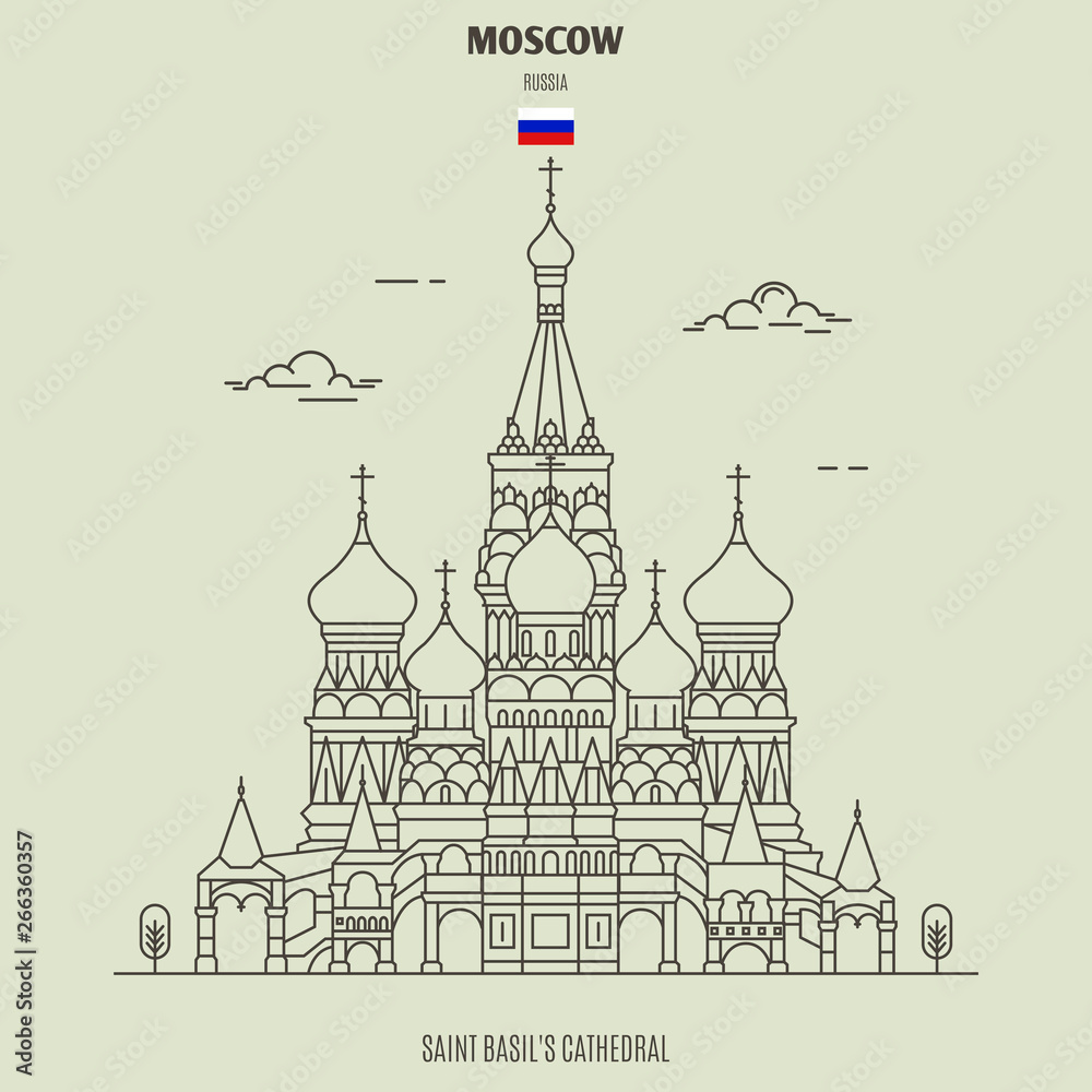 Saint Basil's Cathedral in Moscow, Russia. Landmark icon Saint Basil's Cathedral in Moscow, Russia. Landmark icon