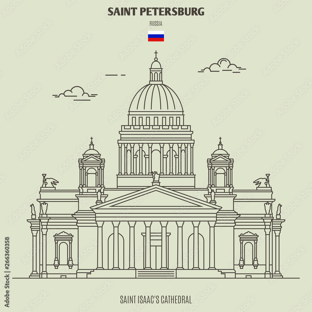 Saint Isaac's Cathedral in Saint Petersburg, Russia. Landmark icon