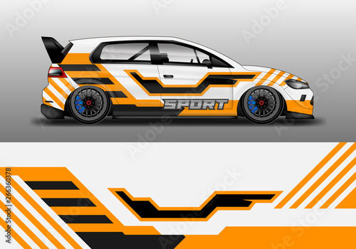 Car wrap graphic vector. Abstract stripe racing background kit designs for wrap vehicle, race car, rally, adventure and livery