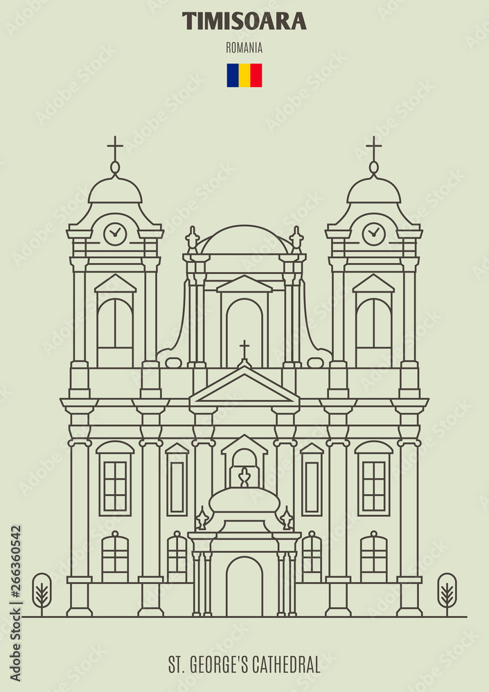 St. George's Cathedral in Timisoara, Romania. Landmark icon