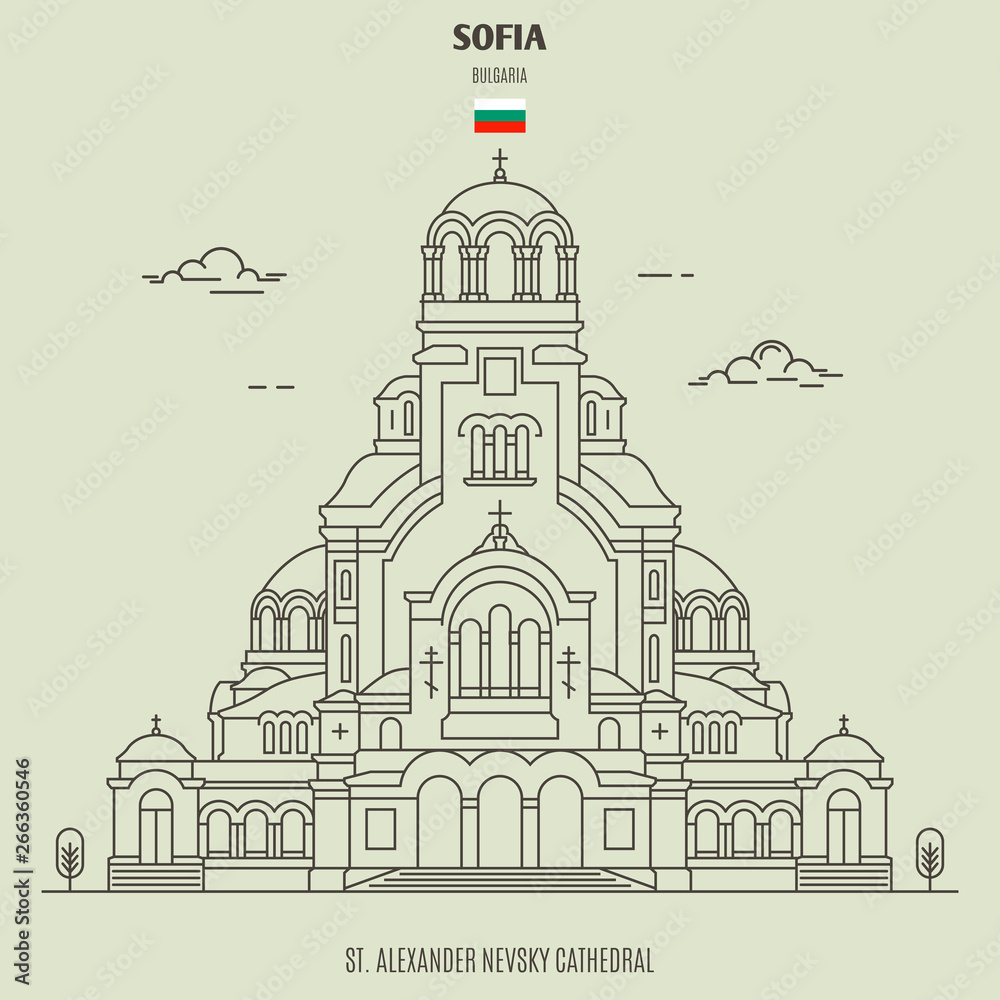 St. Alexander Nevsky Cathedral in Sofia, Bulgaria. Landmark icon