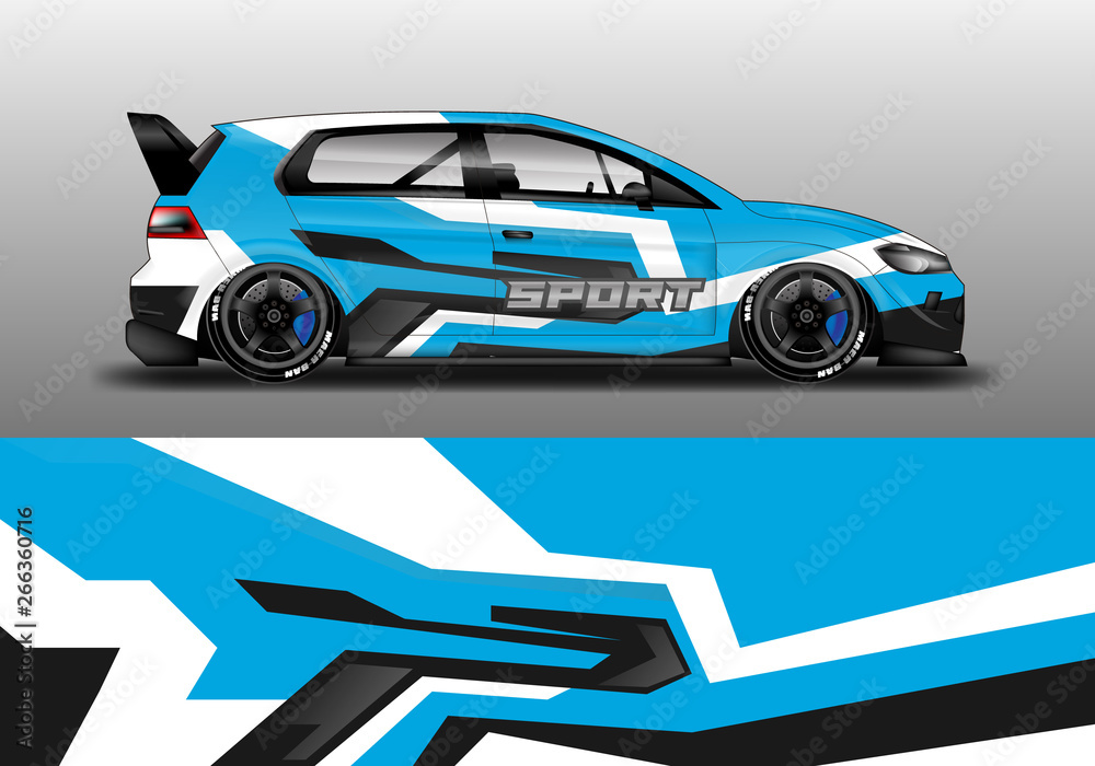 Car wrap graphic vector. Abstract stripe racing background kit designs for wrap vehicle, race car, rally, adventure and livery Car wrap graphic vector. Abstract stripe racing background kit designs for wrap vehicle, race car, rally, adventure and livery