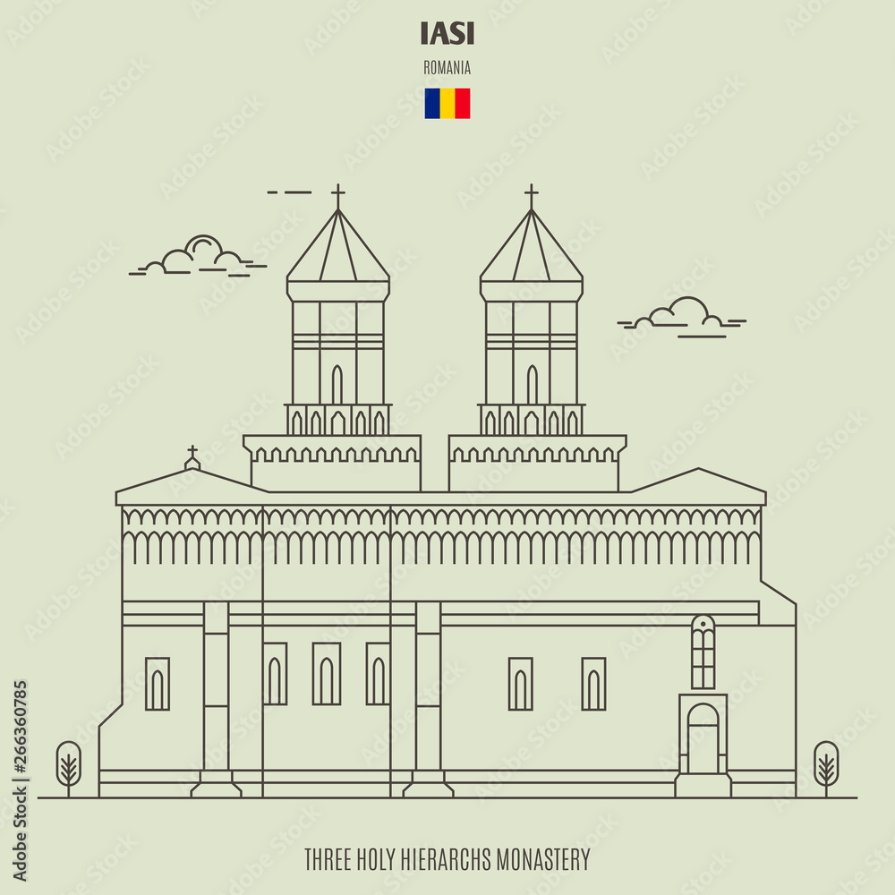 Three Holy Hierarchs Monastery in Iasi, Romania. Landmark icon