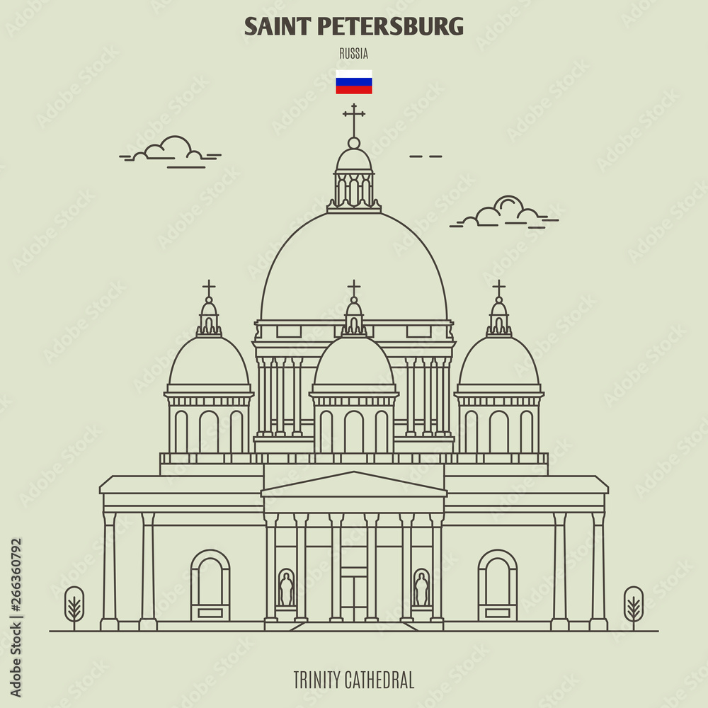 Trinity Cathedral in Saint Petersburg, Russia. Landmark icon