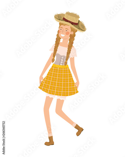 woman farmer dancing with straw hat
