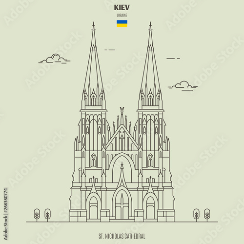 St. Nicholas Cathedral in Kiev, Ukraine. Landmark icon