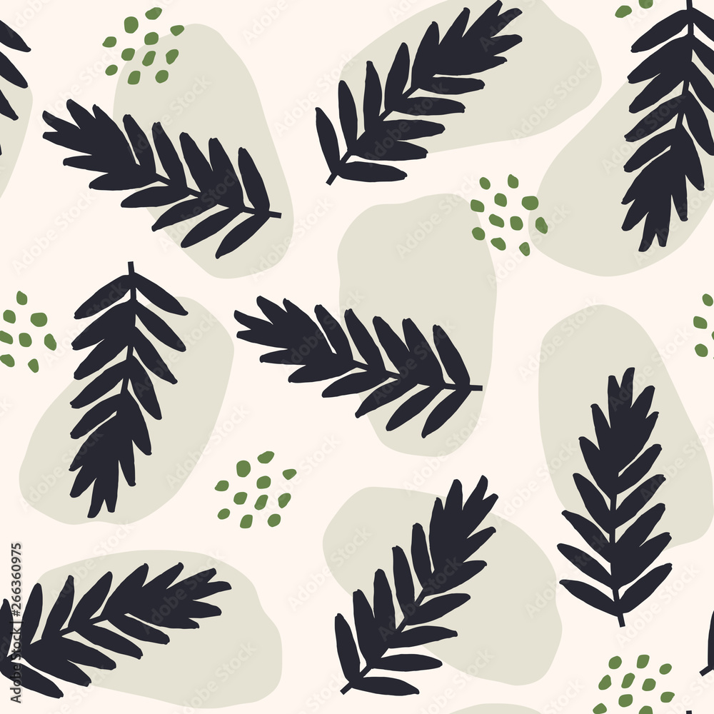 Obraz premium Seamless Abstract Leaf Shapes Pattern