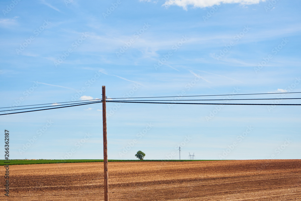 Landscape in spring with fields full of brown and green colors Landscape in spring with fields full of brown and green colors