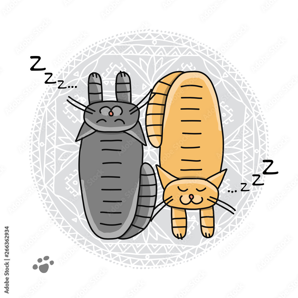 Sleeping cats, sketch for your design Sleeping cats, sketch for your design