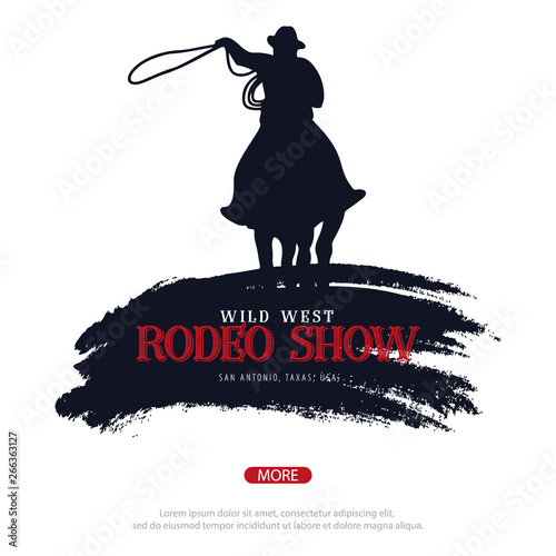 Cowboy banner. Wild West and Rodeo with horse. Texas. Vector illustration.