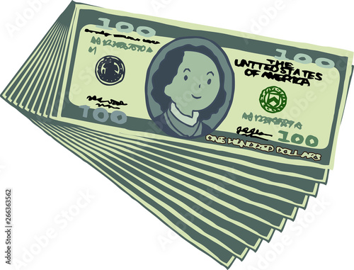 Bunch of Cute hand-painted 100 US dollar banknote 
