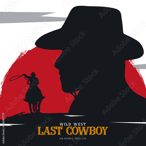 Cowboy banner. Wild West and Rodeo with horse. Texas. Vector illustration.