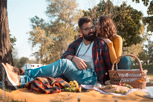Young couple enjoying on a picnic