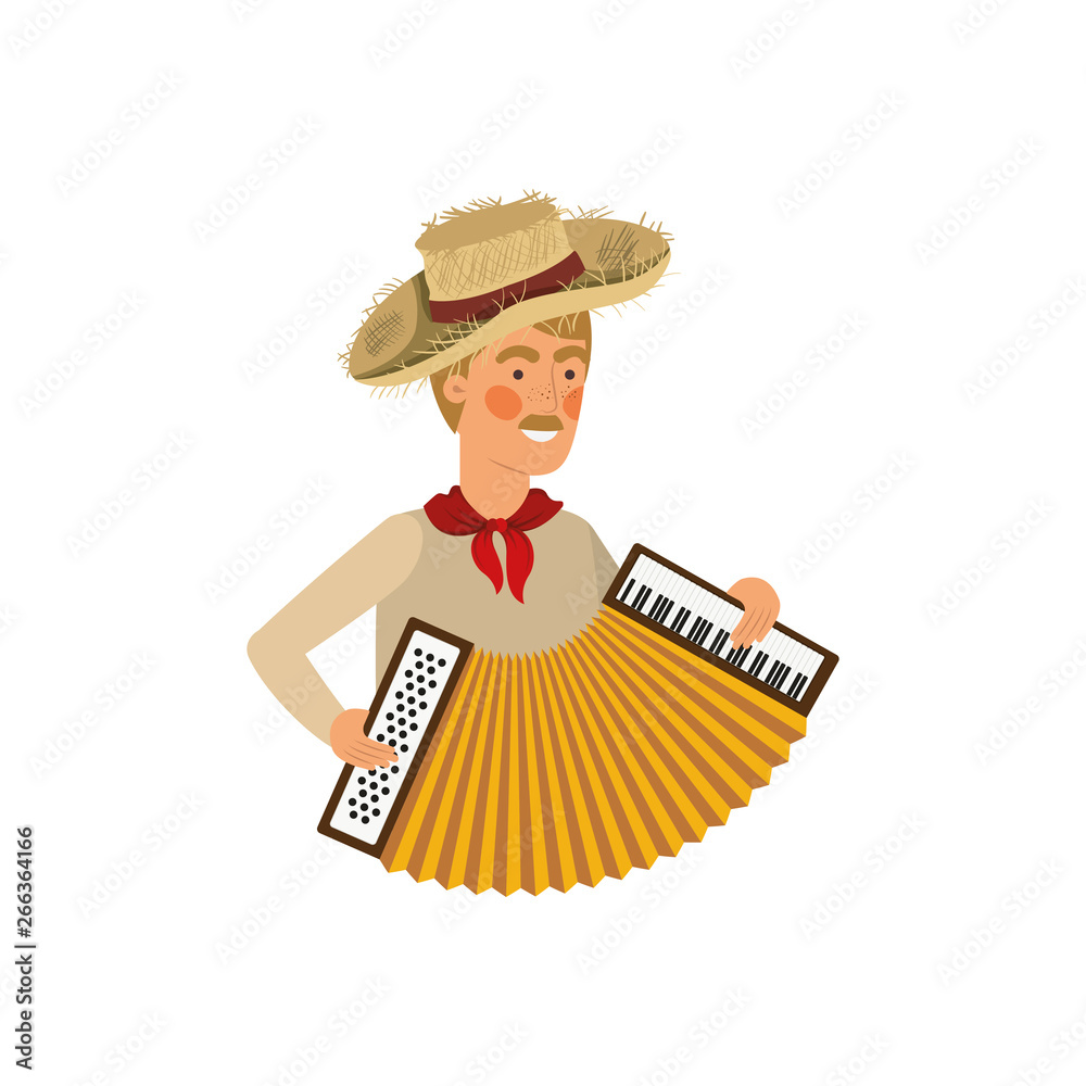 farmer man with musical instrument