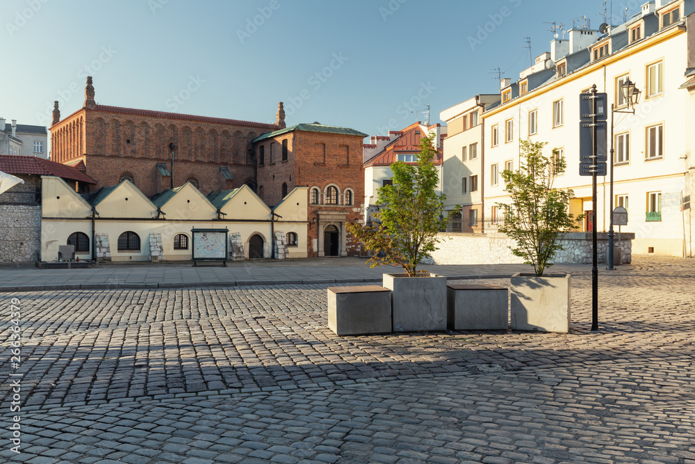 Krakow. District of Kazimierz the market square of the old Jewish  quater