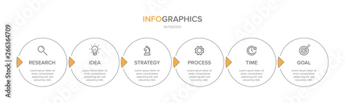 Infographic design with icons and 6 options or steps. Thin line vector. Infographics business concept. Can be used for info graphics, flow charts, presentations, web sites, banners, printed materials.