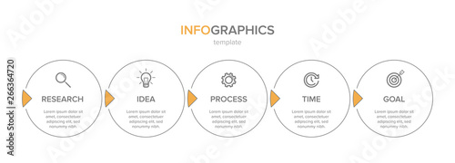 Infographic design with icons and 5 options or steps. Thin line vector. Infographics business concept. Can be used for info graphics, flow charts, presentations, web sites, banners, printed materials.