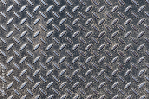 Close-up pattern of grunge metal plate floor, iron plate background.