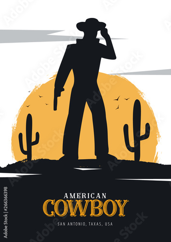 Cowboy banner. Wild West and Rodeo with horse. Texas. Vector illustration.