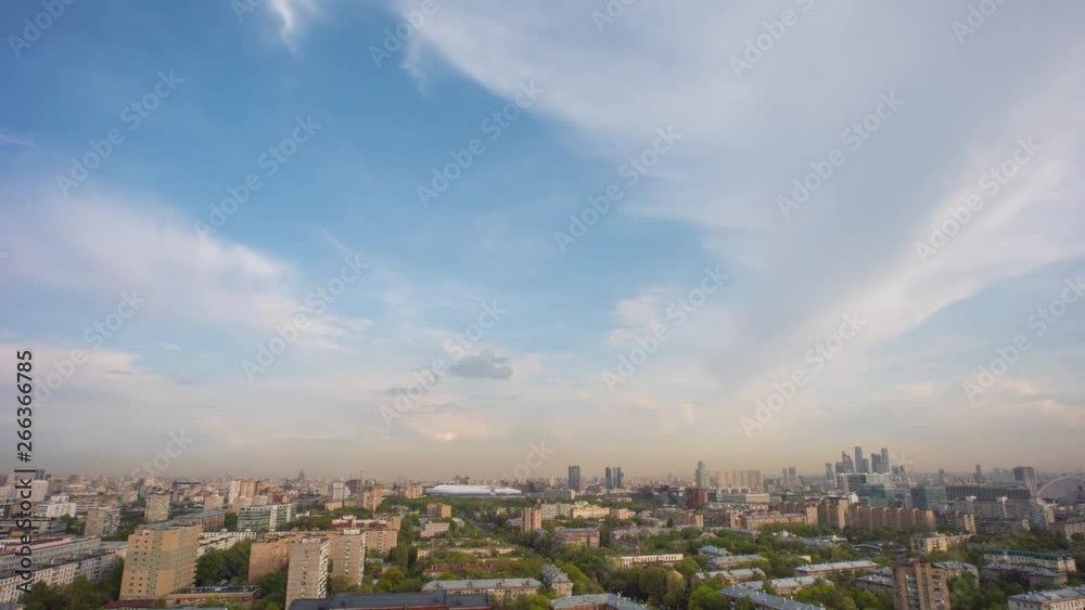 Timelapse residential urban area of Moscow city. Panorama of Urban buildings Timelapse residential urban area of Moscow city. Panorama of Urban buildings