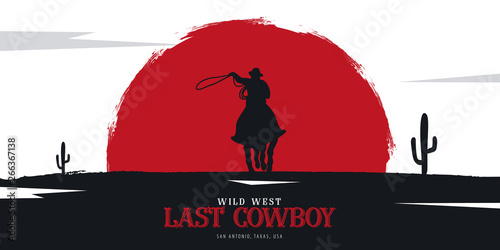 Cowboy banner. Wild West and Rodeo with horse. Texas. Vector illustration.