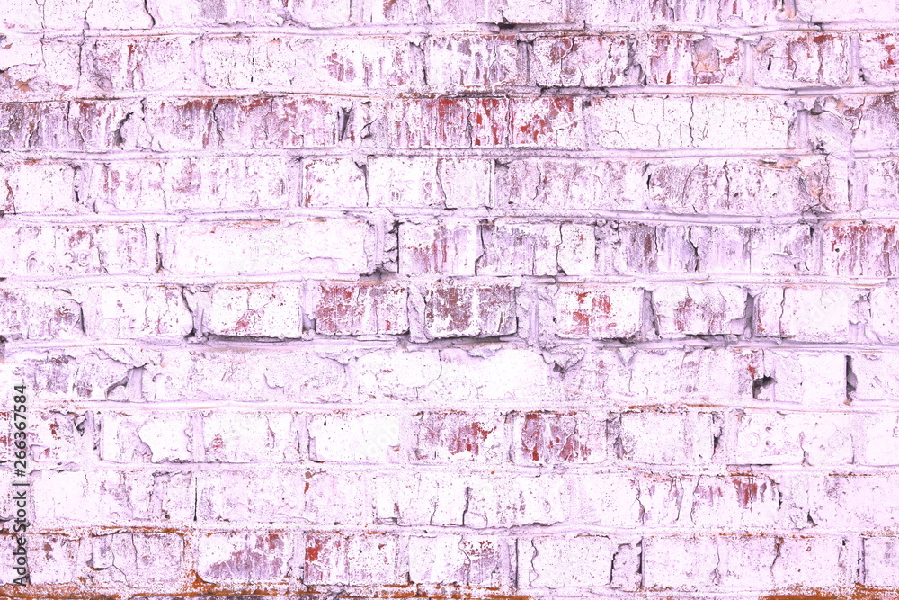 Unusual bright saturated abstract purple background from old brick wall in retro style